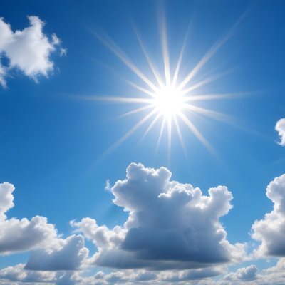 Bright White Clouds In A Clear Blue Sky With Sunlight Shining Through 17 6d54