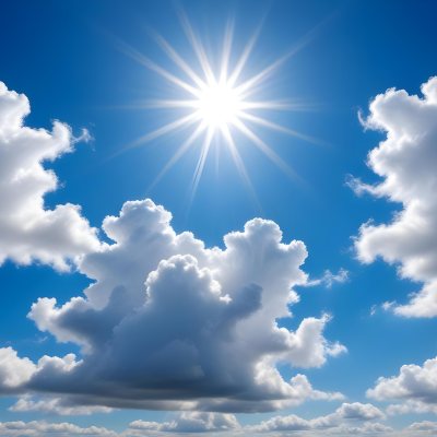 Bright White Clouds In A Clear Blue Sky With Sunlight Shining Through 18 2e6e