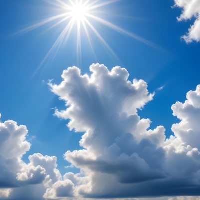 Bright White Clouds In A Clear Blue Sky With Sunlight Shining Through 19 3668