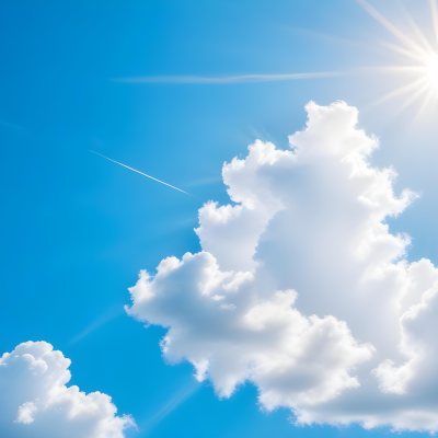 Bright White Clouds In A Clear Blue Sky With Sunlight Shining Through 21 4db3