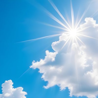 Bright White Clouds In A Clear Blue Sky With Sunlight Shining Through 5 26ed