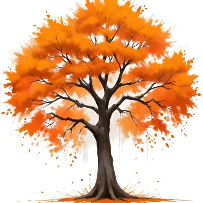 Digital Painting A Tree With Orange Leaves In Autumn White Background Bold And Slim Lines Brush Strokes 53 Cee9