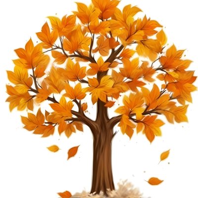Digital Painting A Tree With Orange Leaves In Autumn White Background Bold And Slim Lines Brush Strokes 9 8257