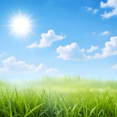 Green Grass Field Under A Blue Sky