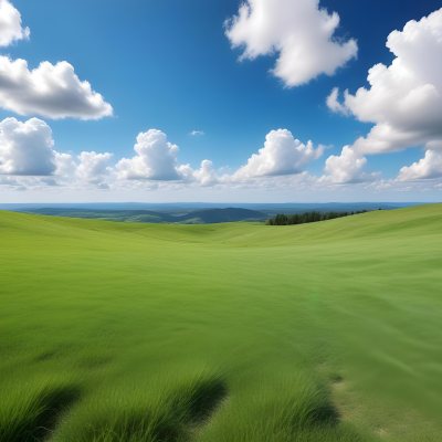 Green Grass Hill Under A Blue Sky With White Clouds Sunny Day Vibrant Colors Natural Light Clear Atmosphere Outdoor Setting Peaceful Scenery 21 32a0