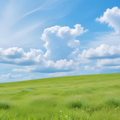 Green Grass Hill Under A Blue Sky With White Clouds Sunny Day Vibrant Colors Natural Light Clear Atmosphere Outdoor Setting Peaceful Scenery 3 B15b