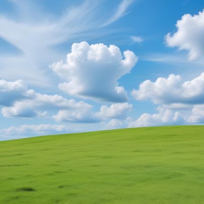 Green Grass Hill Under A Blue Sky With White Clouds Sunny Day Vibrant Colors Natural Light Clear Atmosphere Outdoor Setting Peaceful Scenery 36 Fa51