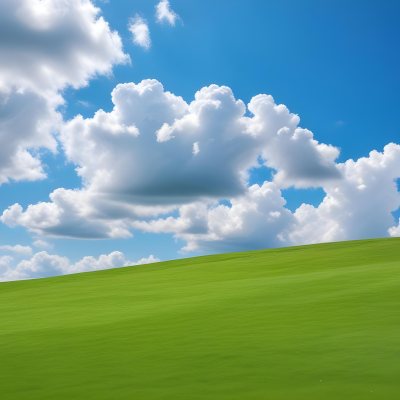 Green Grass Hill Under A Blue Sky With White Clouds Sunny Day Vibrant Colors Natural Light Clear Atmosphere Outdoor Setting Peaceful Scenery 52 A837