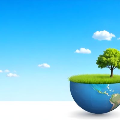Half Earth With Green Grass And A Tree On Top Blue Sky With Some Clouds White Background 13 A3dc