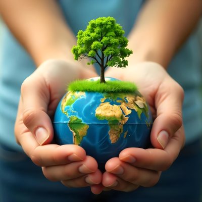 Hands Holding A Miniature Earth