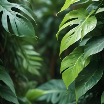 Lush Green Tropical Leaves With A Blurred Background Creating A Serene And Natural Atmosphere 13 Fd4e