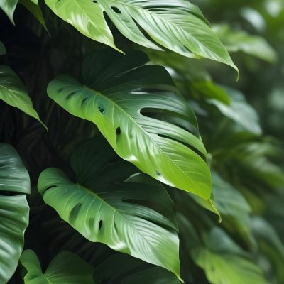 Lush Green Tropical Leaves With A Blurred Background Creating A Serene And Natural Atmosphere 25 3d3d