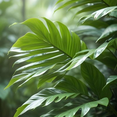 Lush Green Tropical Leaves With A Blurred Background Creating A Serene And Natural Atmosphere 30 6187