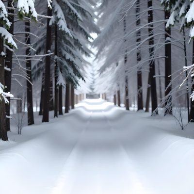A Snowy Forest Path With Tall Pine Trees Covered In Snow On Both Sides Creating A Serene And Peaceful Winter Landscape 16 8d95