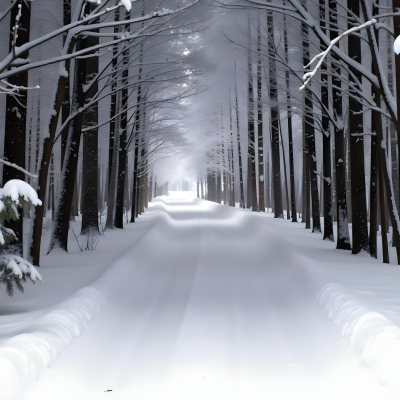 A Snowy Forest Path With Tall Pine Trees Covered In Snow On Both Sides Creating A Serene And Peaceful Winter Landscape 18 98ca