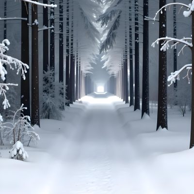 A Snowy Forest Path With Tall Pine Trees Covered In Snow On Both Sides Creating A Serene And Peaceful Winter Landscape 22 6b67