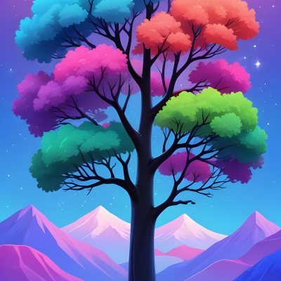 Adorable Cartoon Style A Large Tree With A Black T 19 1e07