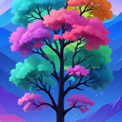 Adorable Cartoon Style A Large Tree With A Black T 21 1982
