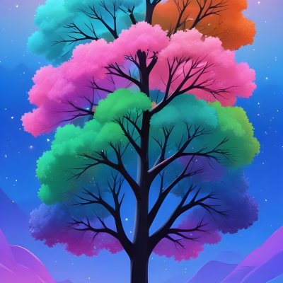 Adorable Cartoon Style A Large Tree With A Black T 23 0a99