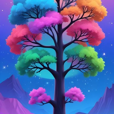 Adorable Cartoon Style A Large Tree With A Black T 30 Fd76