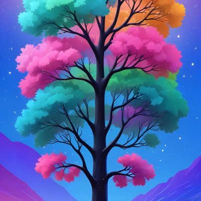 Adorable Cartoon Style A Large Tree With A Black T 35 2672