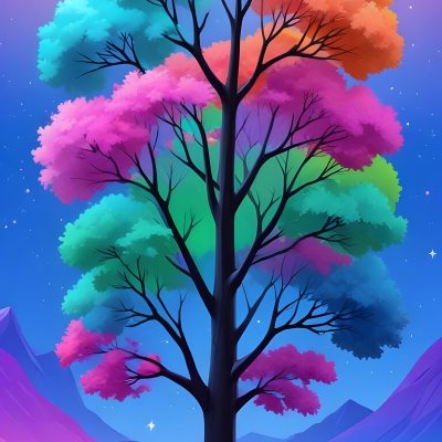Adorable Cartoon Style A Large Tree With A Black T 4 1399