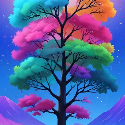 Adorable Cartoon Style A Large Tree With A Black T 5 C498