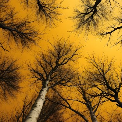 Bare Tree Branches Against A Vibrant Yellow Sky Creating An Abstract And Moody Autumn Scene 24 1a75
