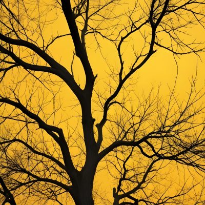 Bare Tree Branches Against A Vibrant Yellow Sky Creating An Abstract And Moody Autumn Scene 3 4c45
