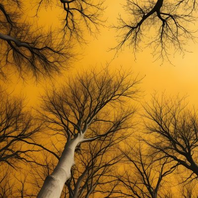 Bare Tree Branches Against A Vibrant Yellow Sky Creating An Abstract And Moody Autumn Scene 30 13c5