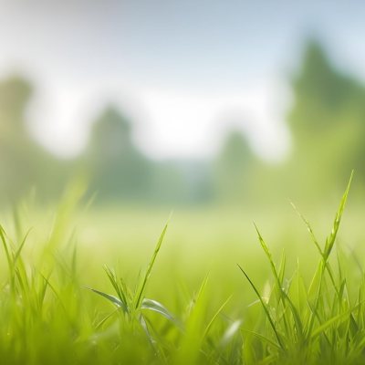 Blurred Green Grass And Foliage With A Bright Hazy Sky In The Background 3 54c7