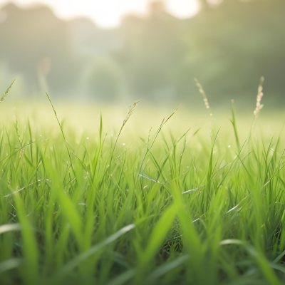 Blurred Green Grass And Foliage With A Bright Hazy Sky In The Background 6 311f