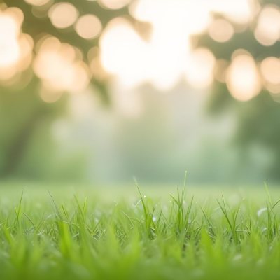 Blurred Green Grass And Foliage With A Bright Hazy Sky In The Background 8 C704