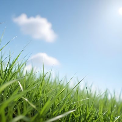 Blurred Green Grass Field With A Clear Blue Sky In The Background 12 F9f0