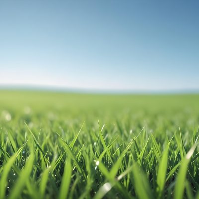 Blurred Green Grass Field With A Clear Blue Sky In The Background 4 1501