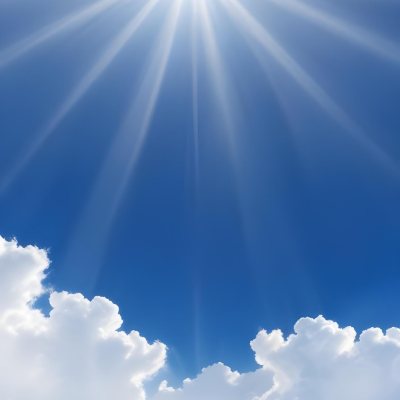 Bright Sun Rays Shining Through Clouds In A Clear Blue Sky 14 E89b
