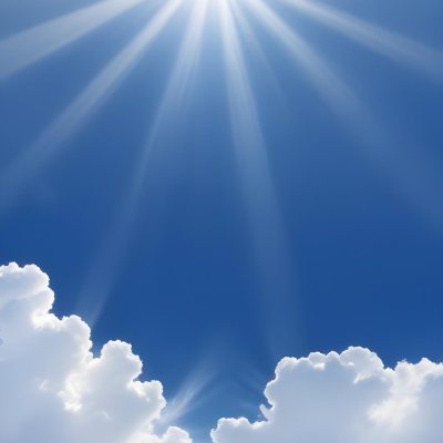 Bright Sun Rays Shining Through Clouds In A Clear Blue Sky 15 De44