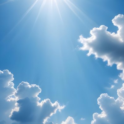 Bright Sun Rays Shining Through Clouds In A Clear Blue Sky 5 9719