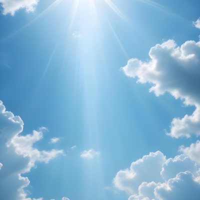 Bright Sun Rays Shining Through Clouds In A Clear Blue Sky 6 C113