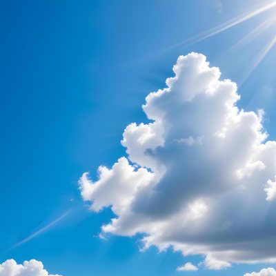Bright White Clouds In A Clear Blue Sky With Sunlight Shining Through 1 E514