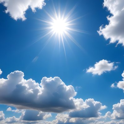 Bright White Clouds In A Clear Blue Sky With Sunlight Shining Through 10 Fd79