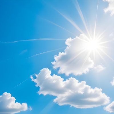 Bright White Clouds In A Clear Blue Sky With Sunlight Shining Through 11 8986