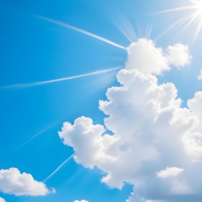 Bright White Clouds In A Clear Blue Sky With Sunlight Shining Through 13 783f