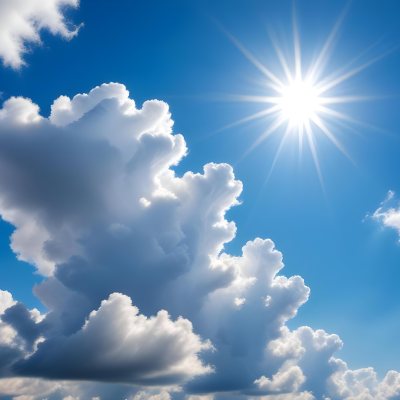 Bright White Clouds In A Clear Blue Sky With Sunlight Shining Through 14 86c4