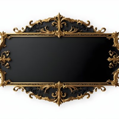 3d Model A Black And Gold Ornate Frame With Ornate Corners A Classic Design And A Black Background Figure Octane Render Volumetric Highly Detailed Videogame Aesthetic 29 0a40
