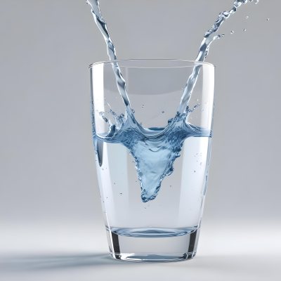 3d Model A Glass Filled With Water A Splash Of Water Is Visible The Background Is Plain White The Glass Is Made Of Clear Glass Figure Octane Render Volumetric Highly Detailed Videogame Aesthetic 60 4c34