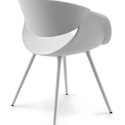 3d Model A White Plastic Chair With Three Plastic Legs The Chair Has A Curved Back And Armrests In A White Background Figure Octane Render Volumetric Highly Detailed Videogame Aesthetic 19 C319