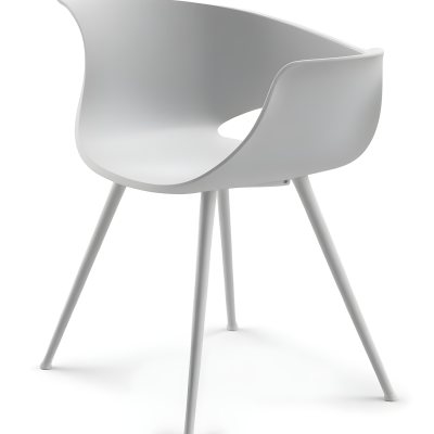 3d Model A White Plastic Chair With Three Plastic Legs The Chair Has A Curved Back And Armrests In A White Background Figure Octane Render Volumetric Highly Detailed Videogame Aesthetic 2 E5f0