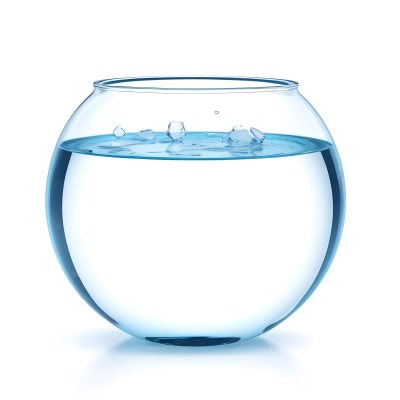 3d Model Fishbowl With Clear Water Transparent Glass Round Shape Smooth Surface Water Level Near The Top Clean And Simple Design White Background Figure Octane Render Volumetric Highly Detailed Videogame Aest 17 1411