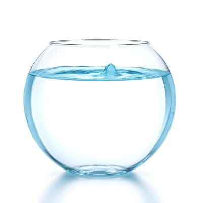 3d Model Fishbowl With Clear Water Transparent Glass Round Shape Smooth Surface Water Level Near The Top Clean And Simple Design White Background Figure Octane Render Volumetric Highly Detailed Videogame Aest 19 690c
